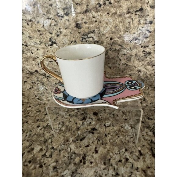 200ml Nazar Evil Eye Ceramic Coffee Cup Hamsa Hand Saucer Dish Mug Drink Tea Cup - Picture 5 of 5